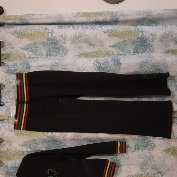 Monae' black track suit with red, yellow, green ..  reggae colors y2k tracksuit - Picture 3 of 5